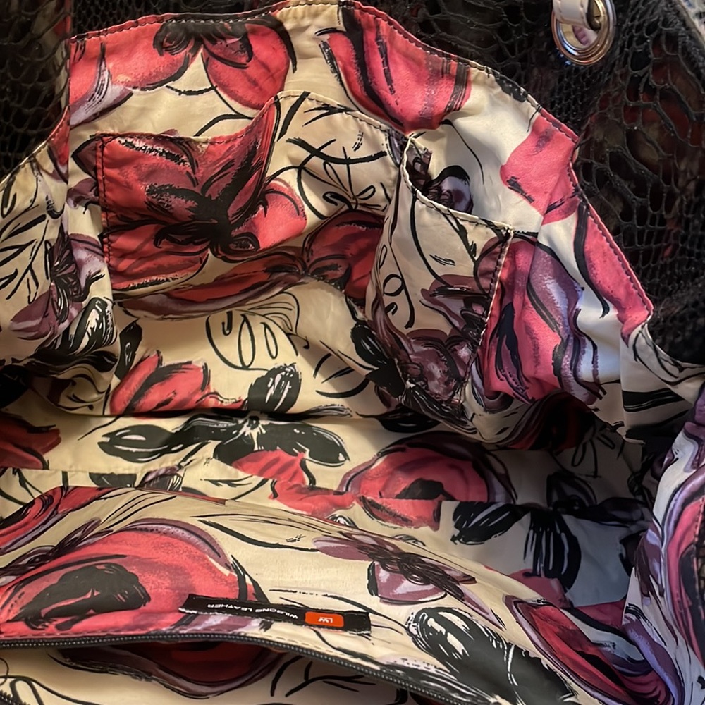 Wilson Leather Black Python Pattern Hand Bag Shou… - image 7